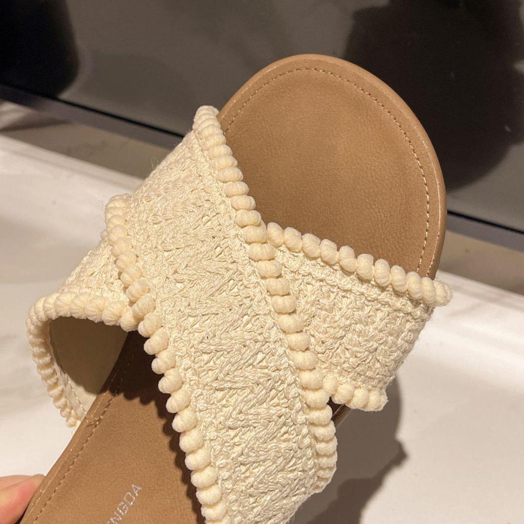 2025 Bohemia Cross Summer Retro Fairy Woven Flat Slippers