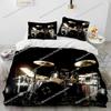 Art Style Unique Drum Kit Music Instruments Guitar Bedding Set Queen/King Size Duvet Cover Comforter Soft Bed Sheet Set Decor