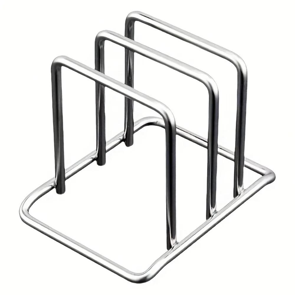 

1pc Space-Saving Stainless Steel Pot Lid and Cutting Board Organizer Combo - Heavy-Duty Countertop Rack, kitchen organizer