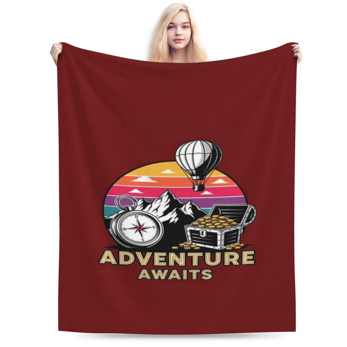 

Adventure Awaits Retro Travel Illustration Custom Warm Gift An UltraSoft Micro Fleece Blanket 75x100cm (30x40inch)
