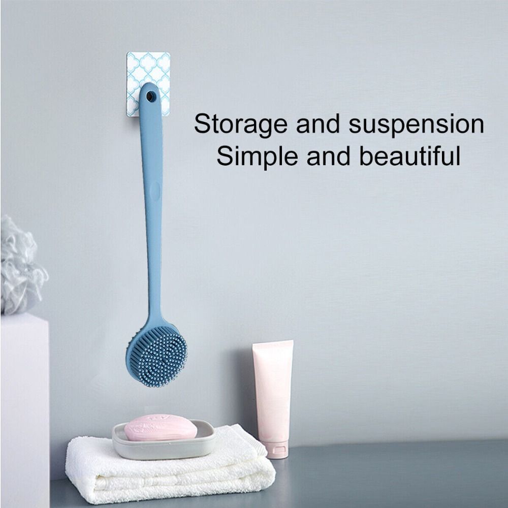 Silica Gel Back Shower Brush Long Handle Bath  Brush Durable Body Brush