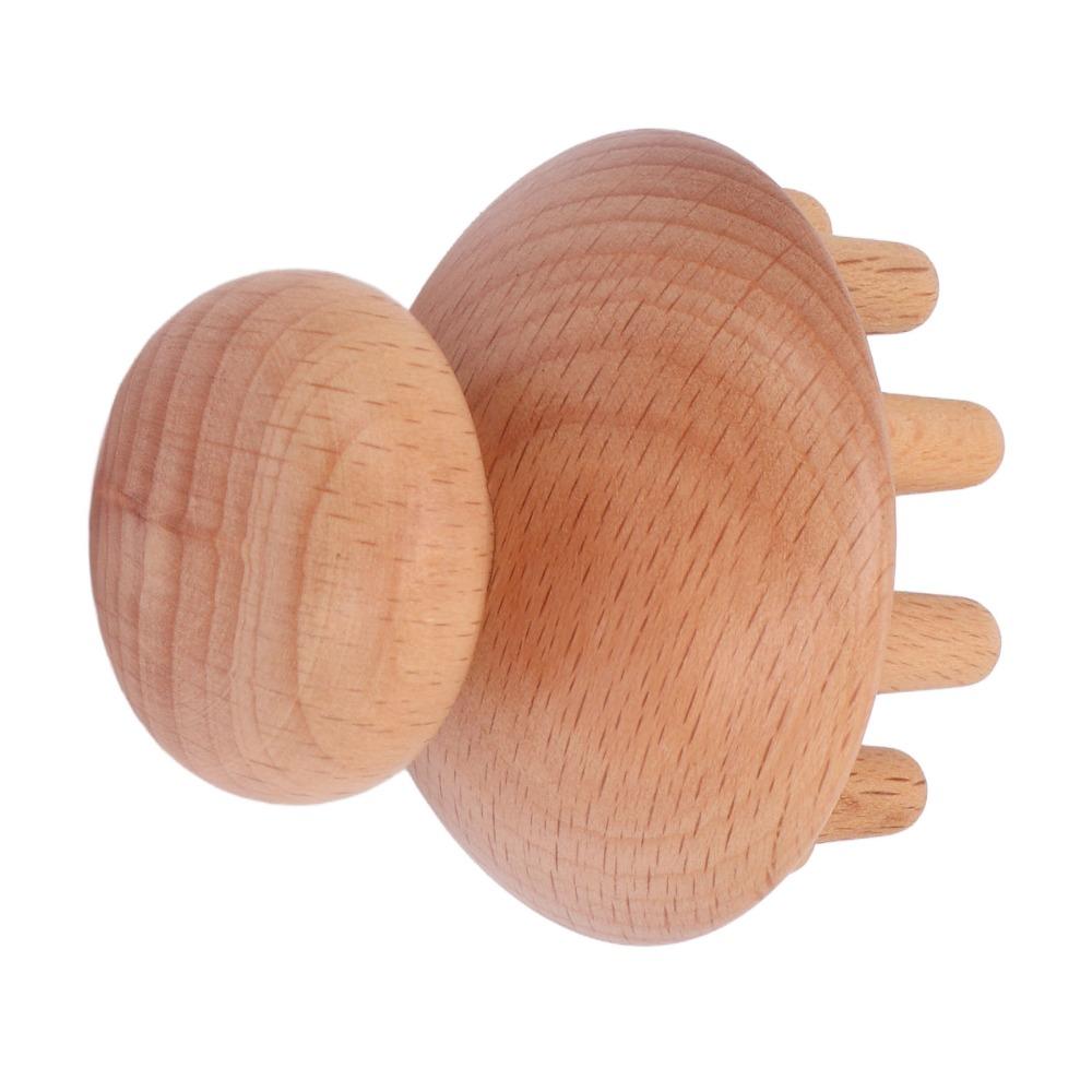 Ergonomic Handle Manual Massage Tool Mushroom Shape Wooden Massager Scalp Massager Full Body Use