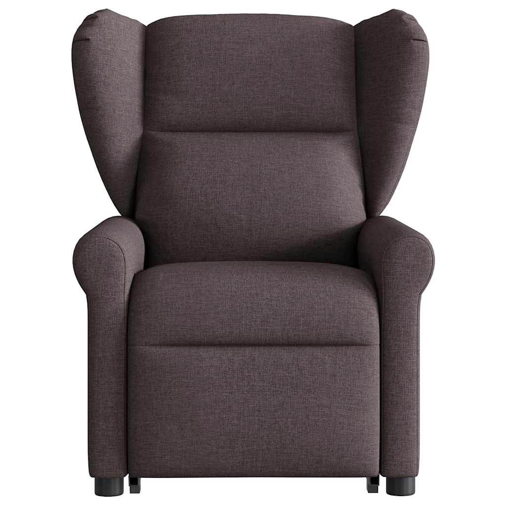 Massage Chair with Rising Function Dark Brown Fabric