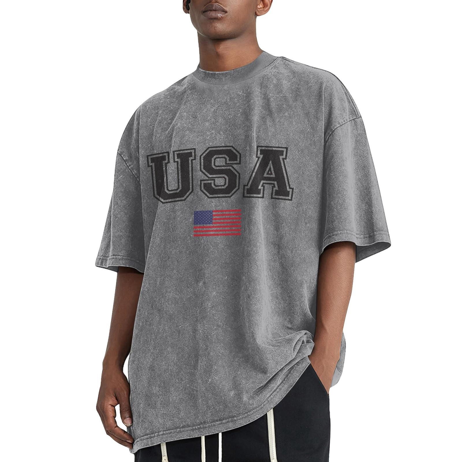 

Мужская летняя однотонная потертая футболка с заниженной линией плеч, мужская повседневная модная футболка XXL