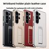 Luxury Business Leather Alloy Folding Stand Phone Case for Samsung S26 Ultra S25 S24 S23 Anti-fall Wrist Strap For Magsafe Cover