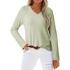 Women's Solid Color V Neck Long Sleeved Top