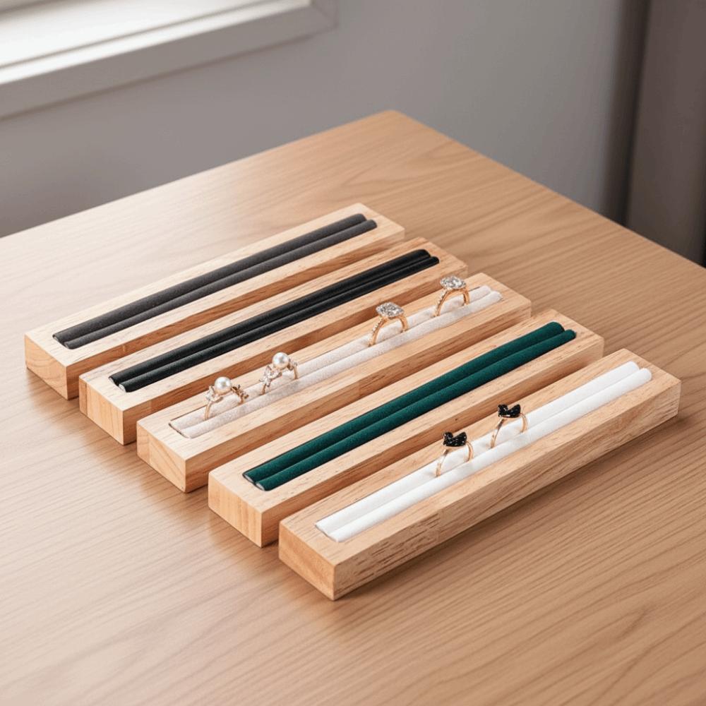 Rings Storage Wooden Ring Display Rectangular Shape Jewelry Organizers Quality Jewelry Stand Rings