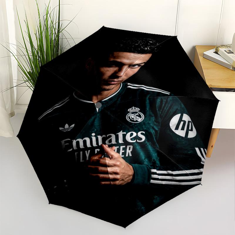Ronaldo's Number Seven Glory Compact Travel Automatic Umbrella with 8-Rib Sturdy Construction Perfect for Outdoor Adventures Elegant Umbrella