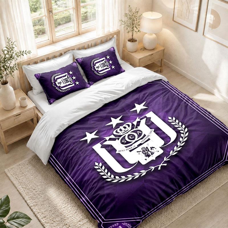 Bedding Set 1 Duvet Cover 2 Pillowcases Anderlecht FC Print Bedroom Home Decoration