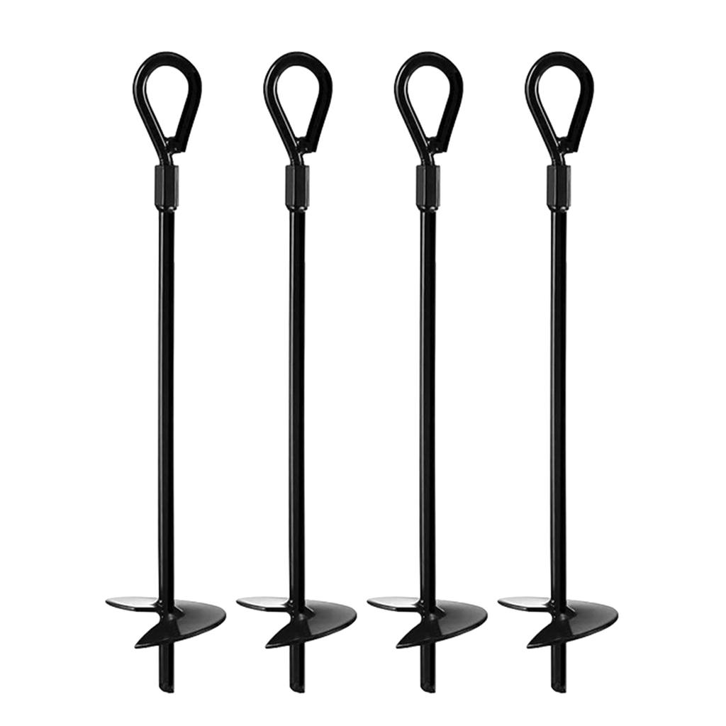 4Pcs Ground Anchors Set with Webbing Strap Set Earth Ground Anchors Heavy Duty for Tents Trampolines Slides Garden Sheds