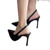 New summer one-word with pointed high heels female sexy royal sister with black thin heel bag head sandals