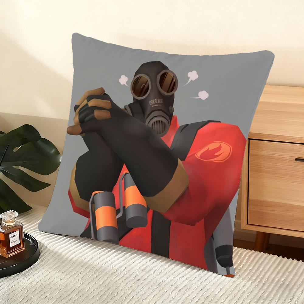 T-Team F-Fortress 2 Cushion Cover Soft Short Plush Pillow Cover Smooth Cozy Texture Aesthetic Cushion Case Home Decor