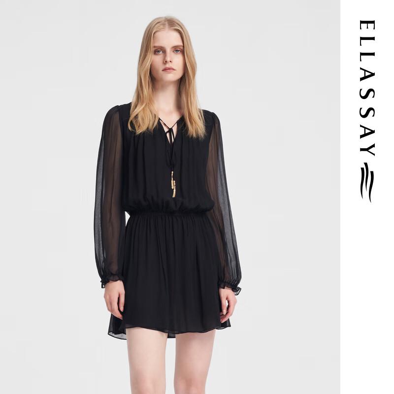 

ELLASSAY Women s Mulberry Silk Ruffle Sleeve V-Neck Midi Dress S