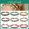 Unique Vintage Leather Woven Bracelet With Colorful Patterns Boho Chic Handcrafted Wristband For Women