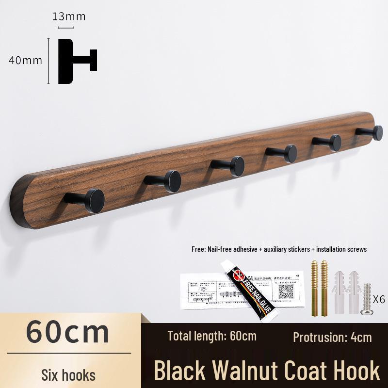 Solid Wood No-Punch Adhesive Coat Rack: Tiered Entryway/Wall/Door Mount Hanger
