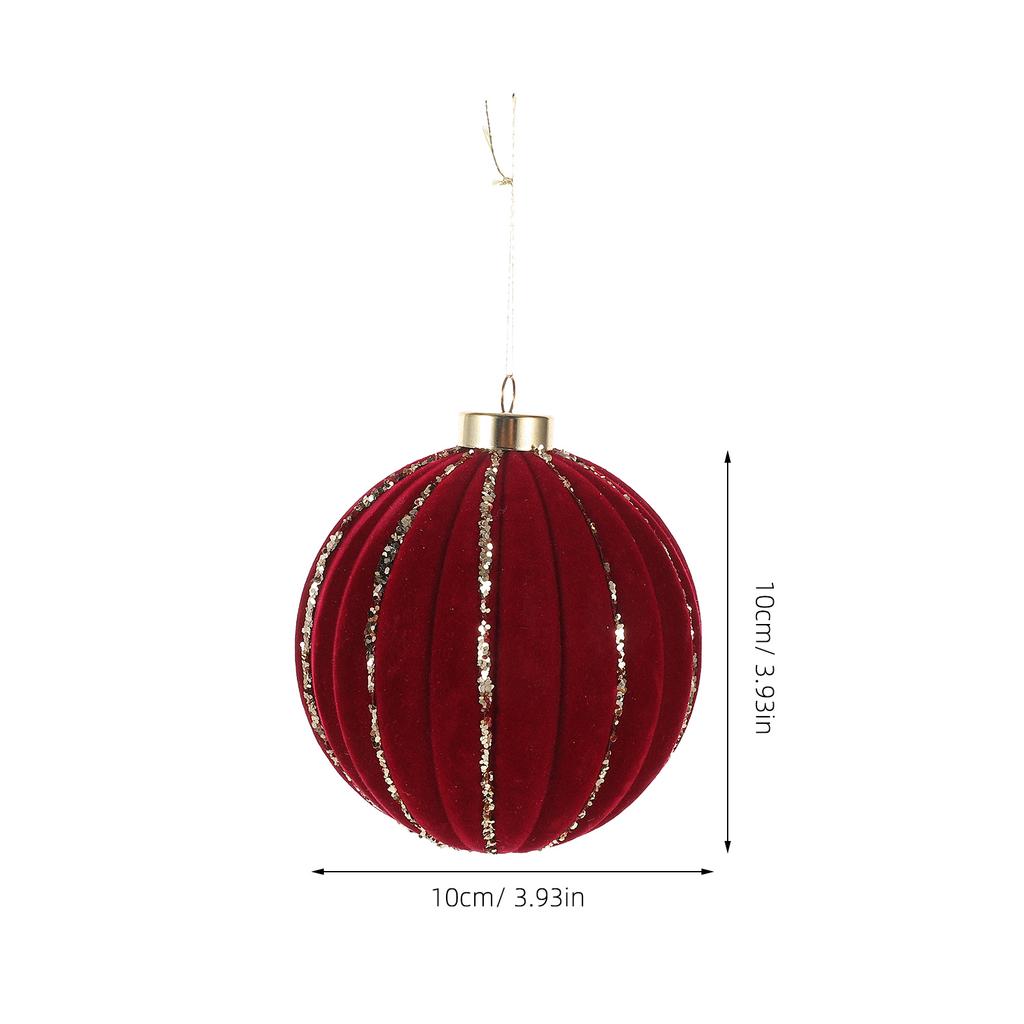 4pcs Velvet Christmas Ball Ornaments Glittering Flocked Hanging Ball Decorations Xmas Tree Baubles Christmas Party Layout 10 Cm