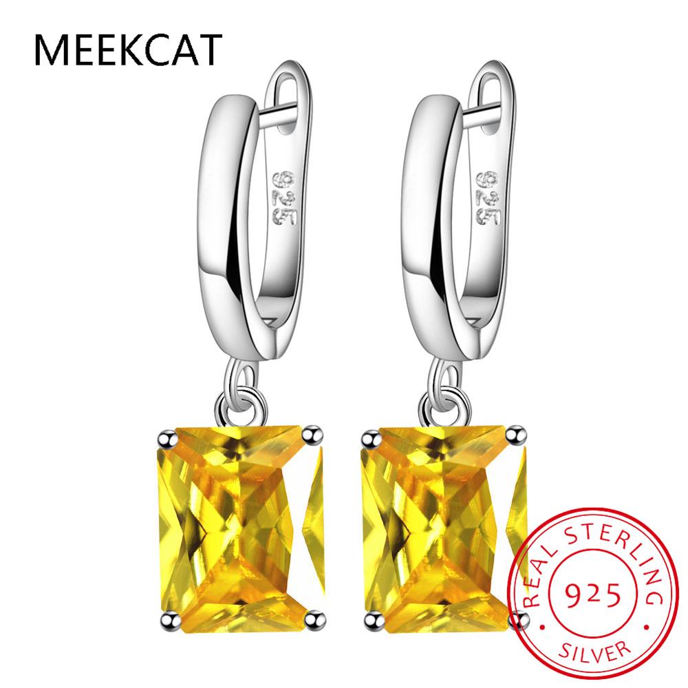 Celkem 2,5ct Smaragdový výbrus Přírodní nebesky modrý topas Visací náušnice 925 stříbro pro ženy Drahokam Jemné šperky Brinco