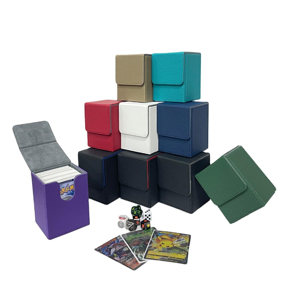 Torson High Quality PU Leather Trading Card Storage Box Hot Sale Hand Sewn TCG/CCG/LCG Game Deck Boxes for Card Deck Storage