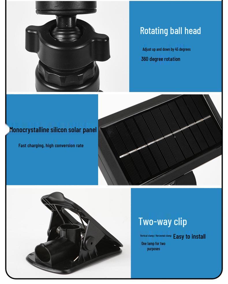 Solar-Powered Dual-User Clip-on Outdoor Wall Lamp with Remote Control