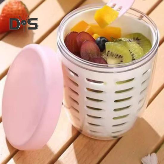 Portable Salad Cup with Fork Fruit Storage Container for Fridge BPA-Free Leak-Proof On-the-go Cup Freshness Preserving Salad Container
