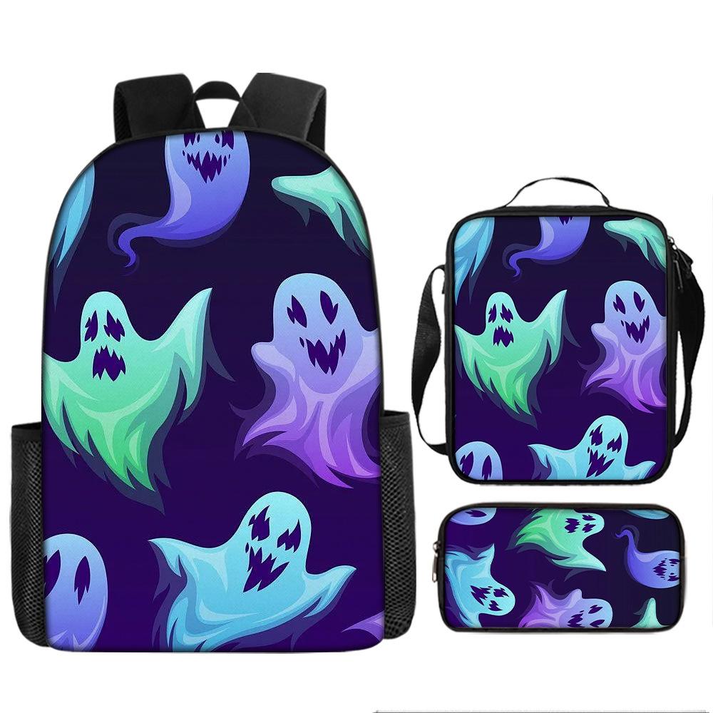 Pixel Halloween Student School Bag Cartoon School Bag Children's Backpack Anime Backpack Satchel