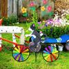 Animal Riding Bike Windmill Innovative Cartoon Cat Dog Wind Spinner Yard Art Decoration Garden Ornament for Yard  Lawn