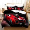 Sportwagen Bettbezug 3D Rennwagen Bedrucktes Bettwäscheset Queen King Size mit Zwei Kissenbezügen Herren Cool Polyester Für Bettdeckenbezug