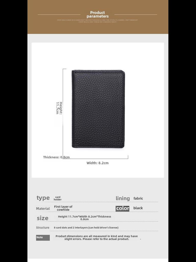 Men's Custom Genuine Leather RFID Card Holder - Lychee Grain Cowhide 8106