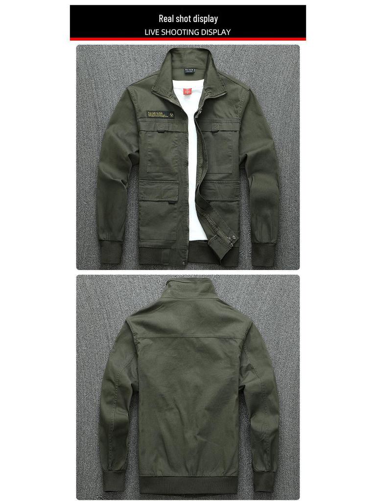 Men's Spring/Autumn Camouflage Work Suit - Pure Cotton, Elastic Labor Protection Wear