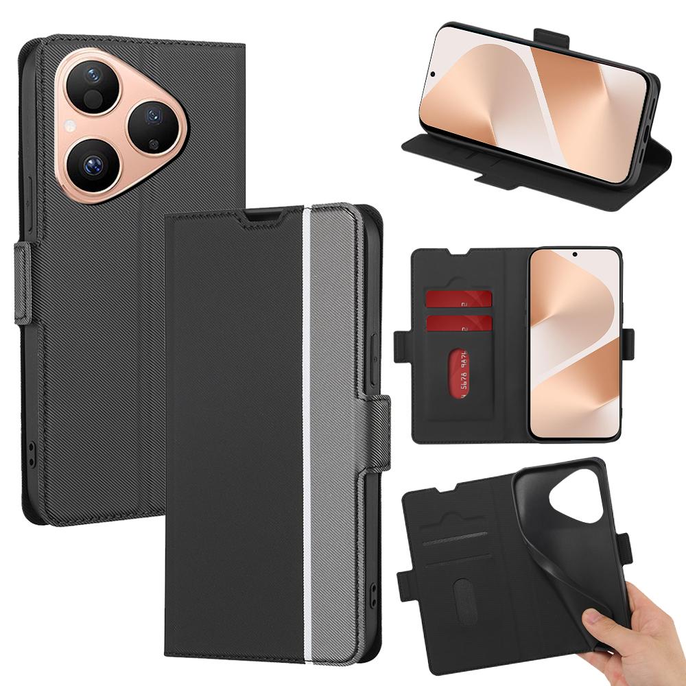 For Huawei Pura 80 Case Card Holder Twill Texture Leather Phone Cover