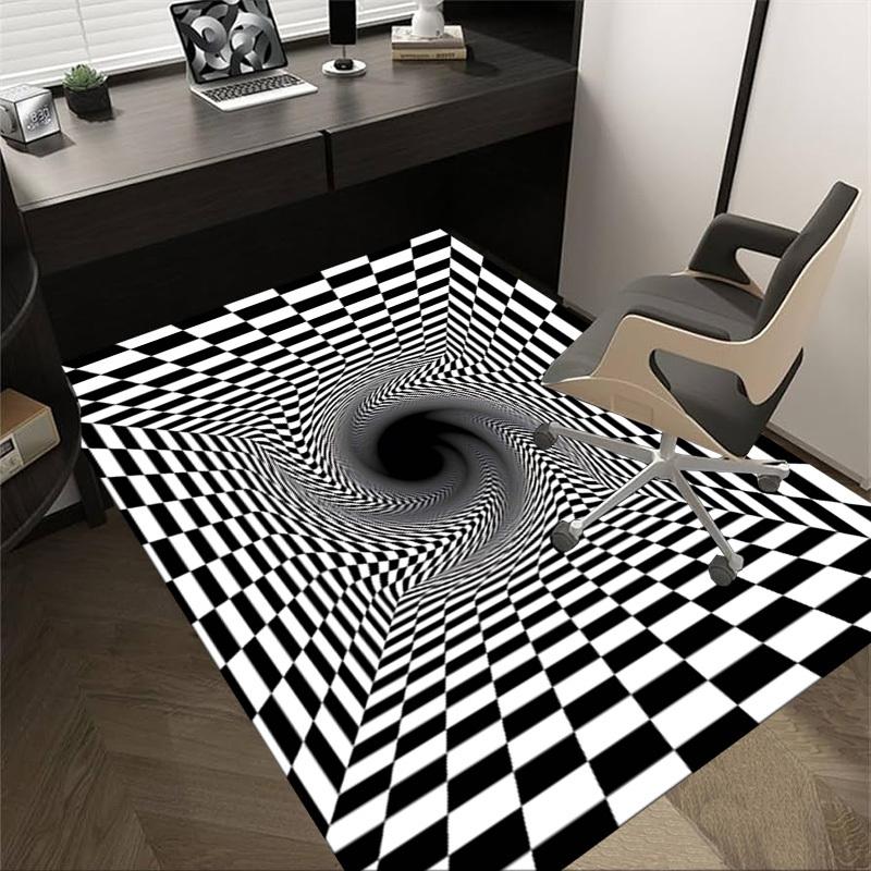 1PC Checkerboard Tunnel Extra Large Non Slip Floor carpet, Office, family, bedroom, Studio Large Area Rug Indoor Rugs, Vibrant Colors