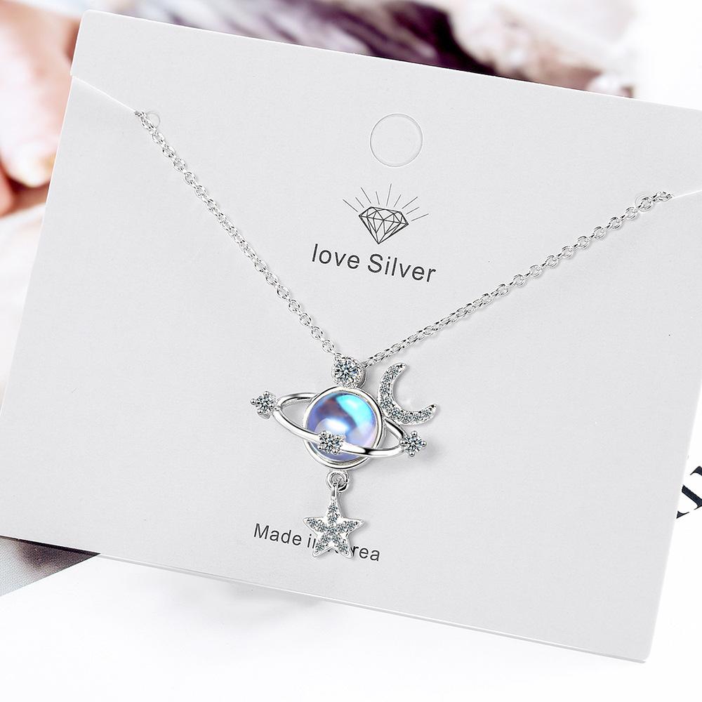 2026 Star Moon Universe Necklace Female Niche Design Feeling Trendy Cold Wind Short Clavicle Chain Necklace