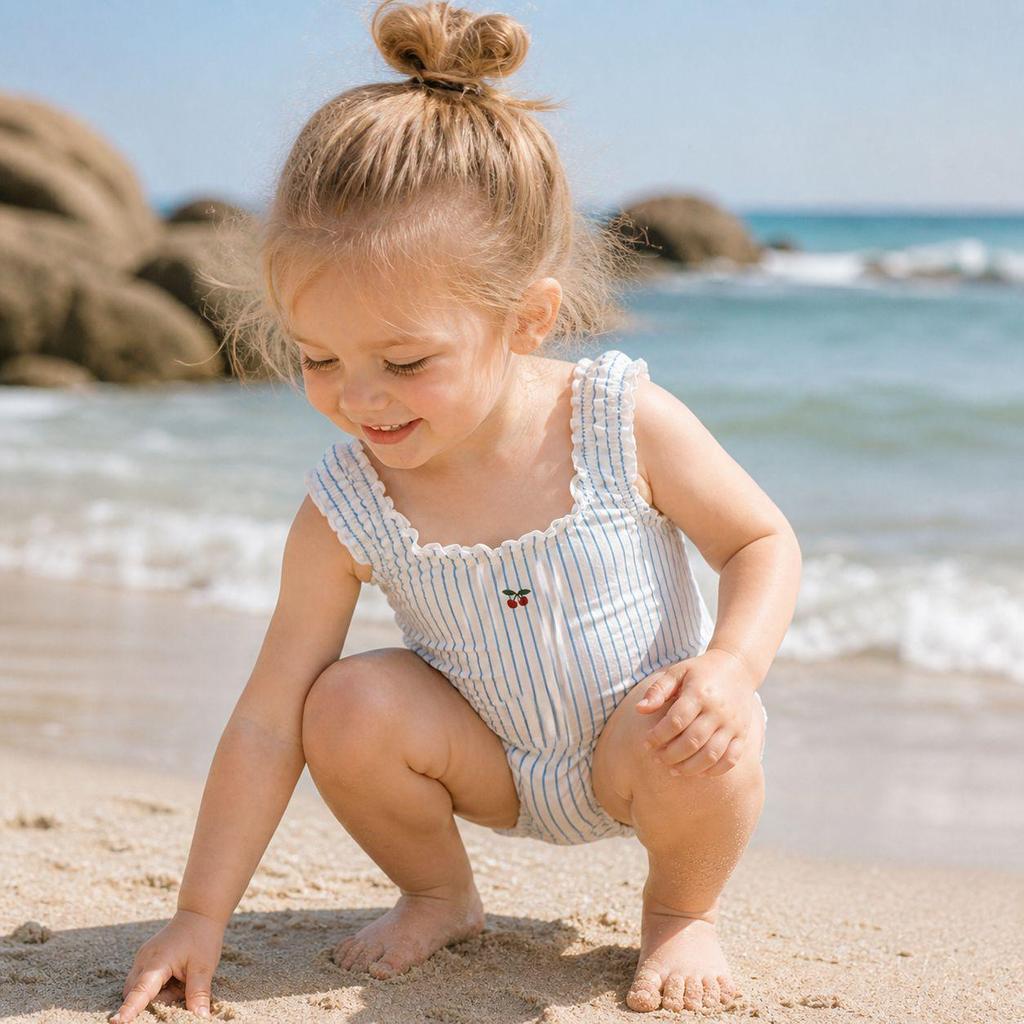 Nordic Style Girls' Sun Protection Quick-Dry Swimsuit: Cute One-Piece or Baby Two-Piece Bikini
