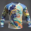 Novelty Men's Ukiyoe Long-sleeved T-shirt 3D Printing Retro Harajuku Pattern Printing Men Autumn Casual Round Neck Kids Clothes