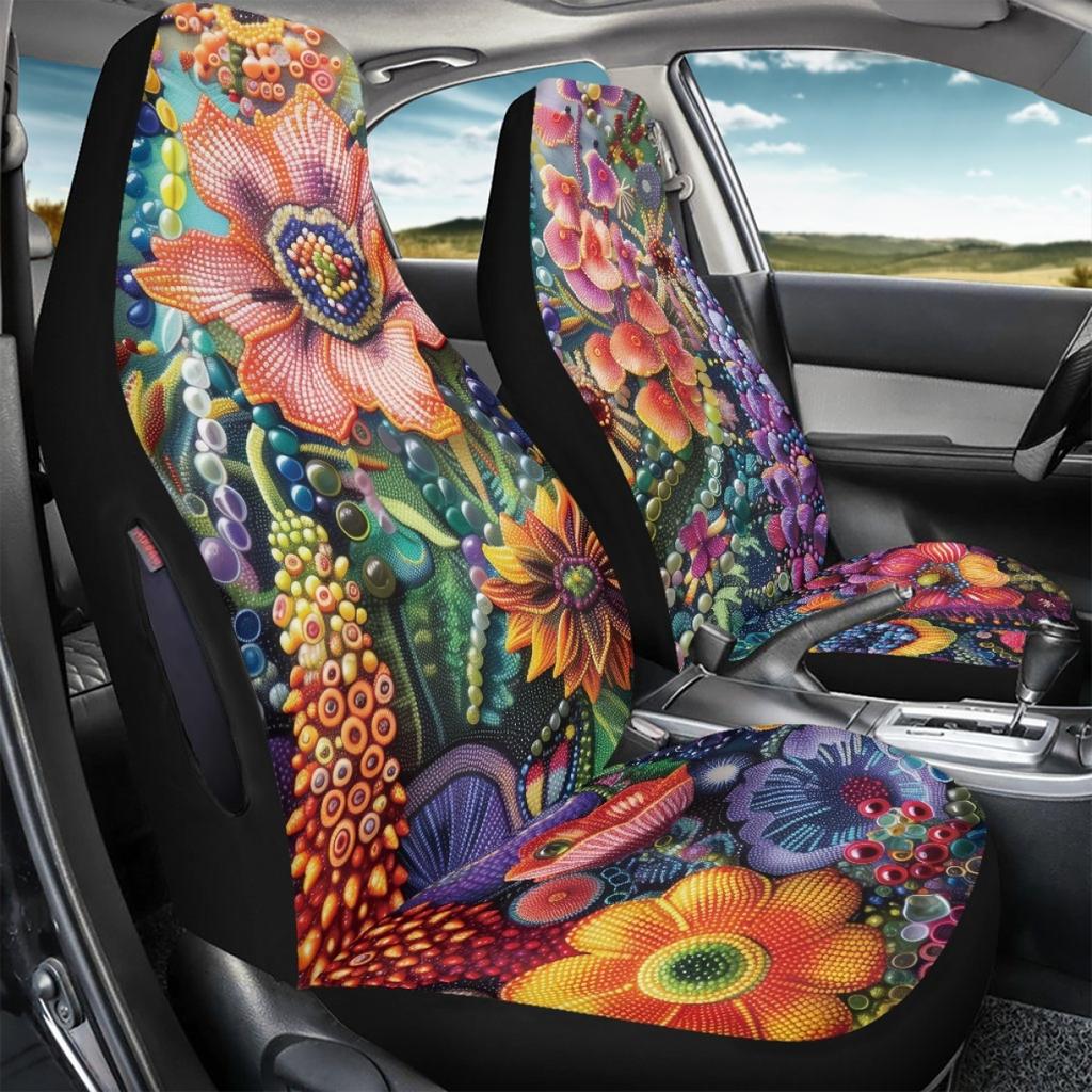 Wasserdichte Auto-Sitzbezüge Komplettes Set Abstrakte Digitale Druckmuster Airbag-kompatibel Vorder- und Rücksitzschoner Rutschfestes Design
