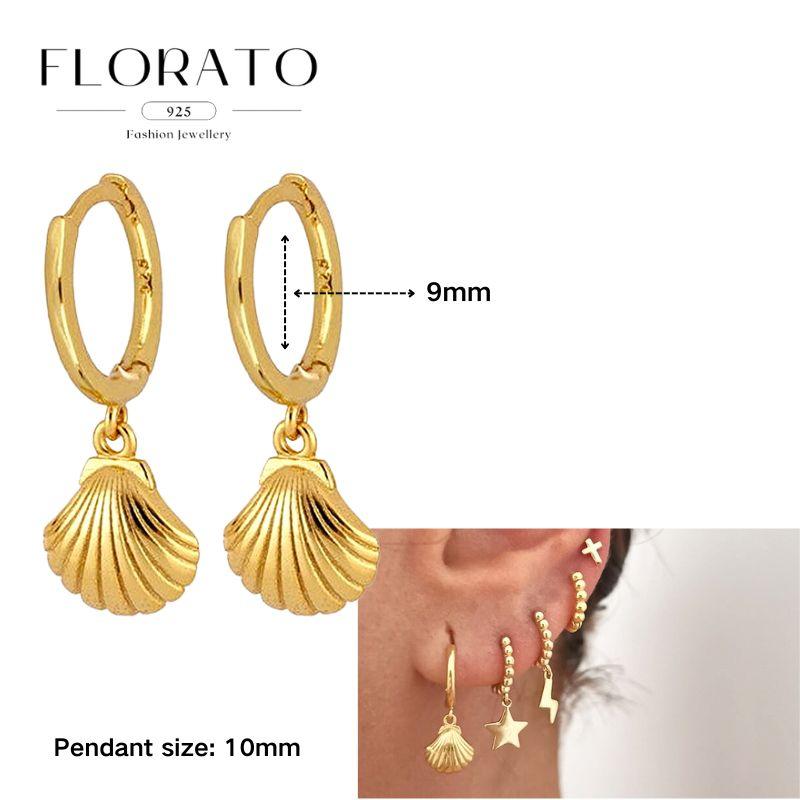 Evil Eye 925 Silver Ear Needle Exquisite Shell Zircon Retro Geometric Pendant Earrings for Women Fashion Party Jewelry