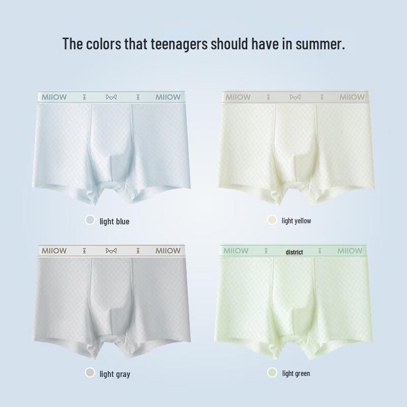 MIIOW Teen Boys' 7A Antibacterial Ice Silk Boxer Briefs