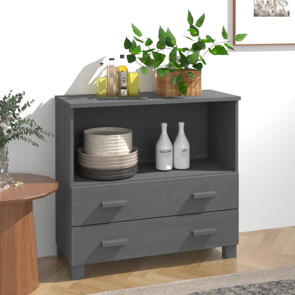 Vidaxl Szafka Hamar, Ciemnoszara, 85X35X80 Cm, Drewno Sosnowe