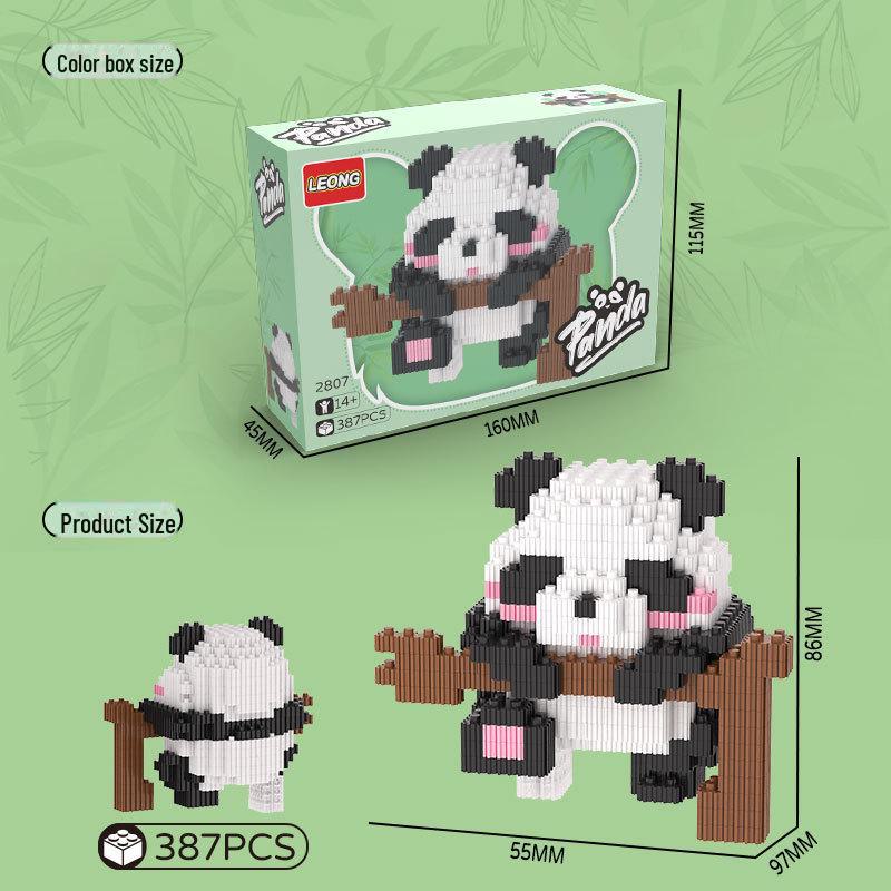 Panda Flower Cute Blue Building Blocks: Micro-Particle Assembly Toys for Creative Modeling