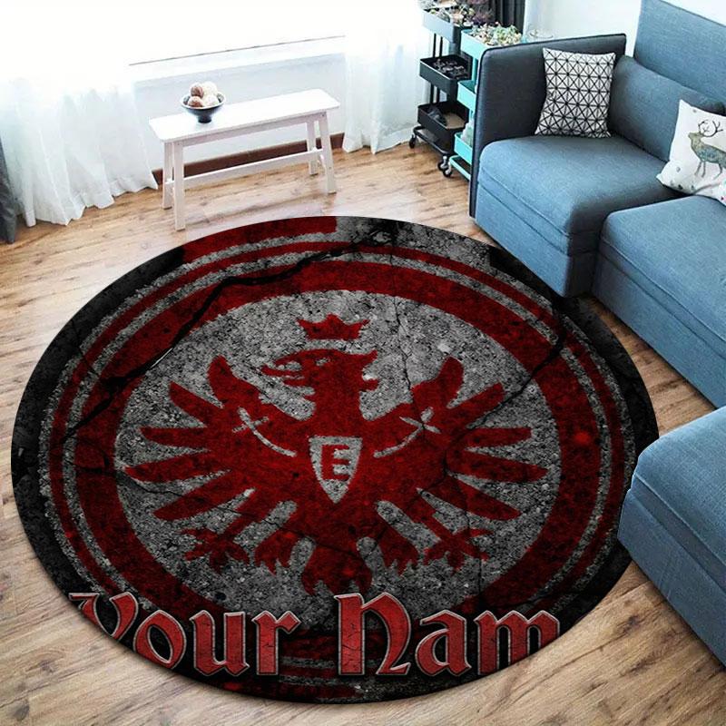 Eintracht Frankfurt Custom Name Round Area Rug,Carpet Rug for Living Room Bedroom Sofa Playroom Decor,Non-slip Floor Mat