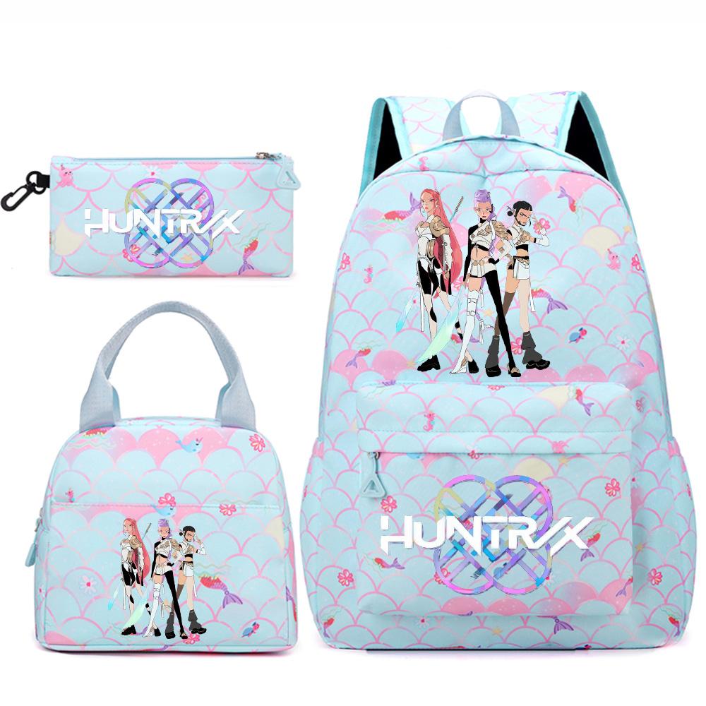 3Pcs/set Cute Kpop Printed Backpack Handbag Pencil Case for Teenger Student Girl Boy Schoolbag Kid Bookbag Large Capacity Travel Bag Gift Mochila