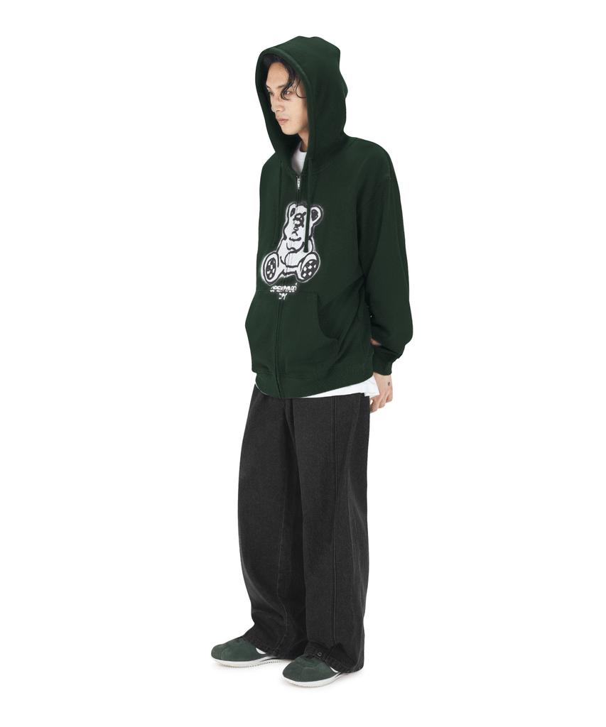 Openyard(Oy) Sprayed Odolly Hoodie Zip Up - Forest