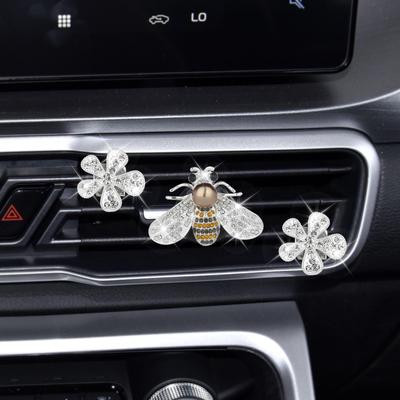 Затискачі для вентиляційних отворів автомобіля Бджола Bling Flower Auto Conditioner Reshener Clips Rhinestone Crystal Car Air Outlet Decor Автомобільні аксесуари