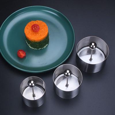 Gifts Round Cake Mousse Ring Non Stick Stainless Steel Rice Ball Mold with Pusher Easy To Demould Food Mold