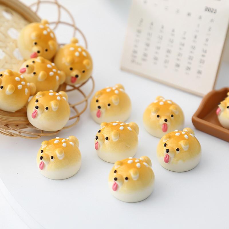 Cartoon Hamburger Resin Puppy Model Desktop Car Decorations Ornaments Gifts Toys