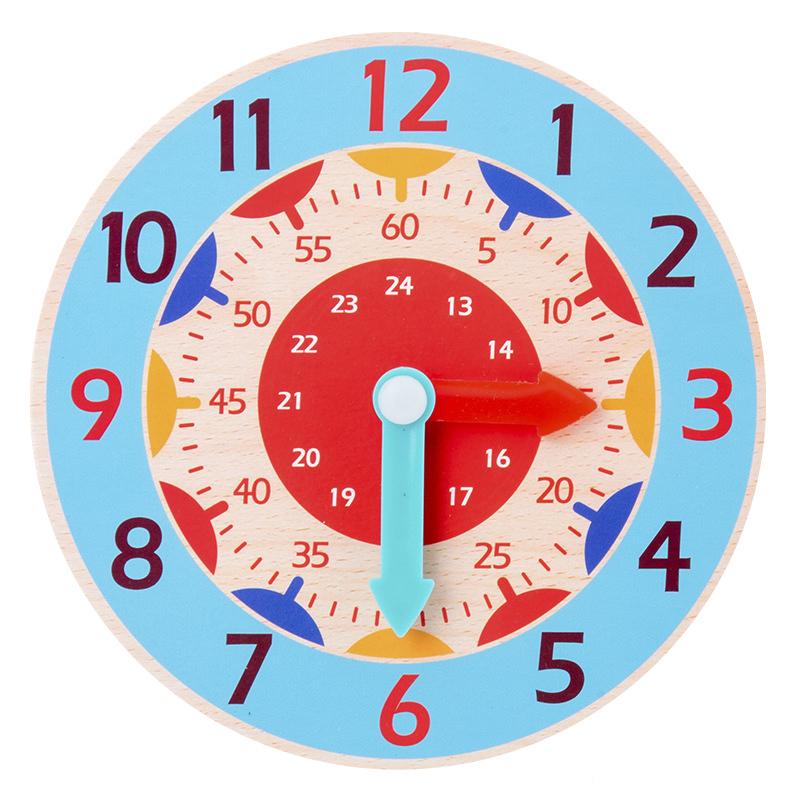 Children Montessori Wooden Clock Toys Hour Minute Second Cognition Colorful Clocks Teaching Aids for Kids Preschool Children