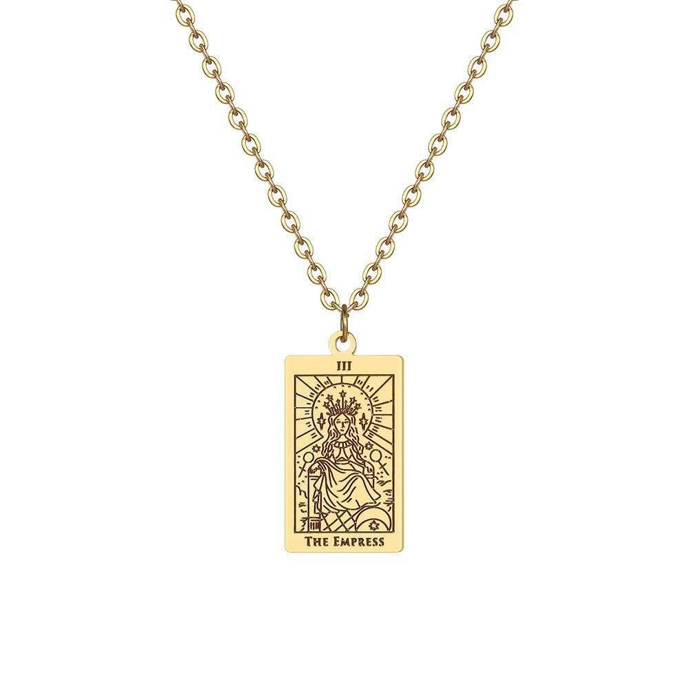 New Cross Chain Tarot Card Cutting Pendant Men s Necklace Titanium Steel Trendy Jewelry 60CM