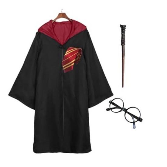 COSSA Magic robe children Halloween cosplay costume set unisex birthday gift party disguise cultural festival exhibition (robe + glasses tie wand)
