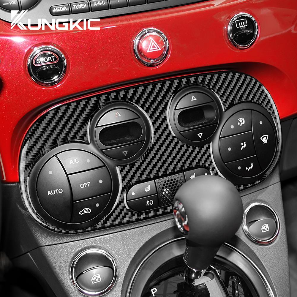 Carbon Fiber Style Interior Sticker for Fiat 500 Abarth 595 2012-2016 2017 2018 2019 2020 2021 2022 2024 Abarth 695 2017-2024 AC Interior Panel