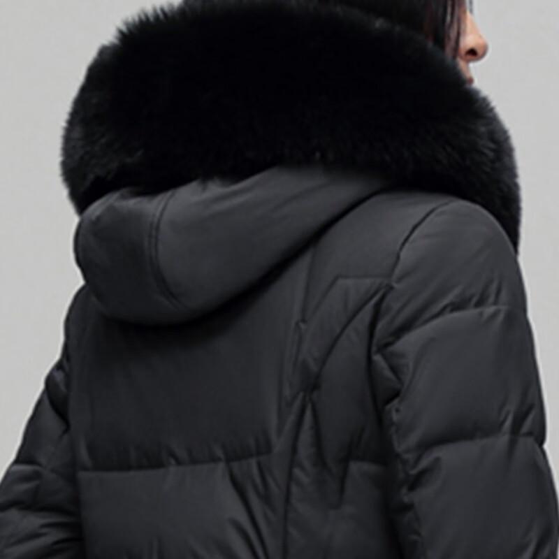 XueZhongFei Women's Long Hooded Down Jacket with Fox Fur Collar